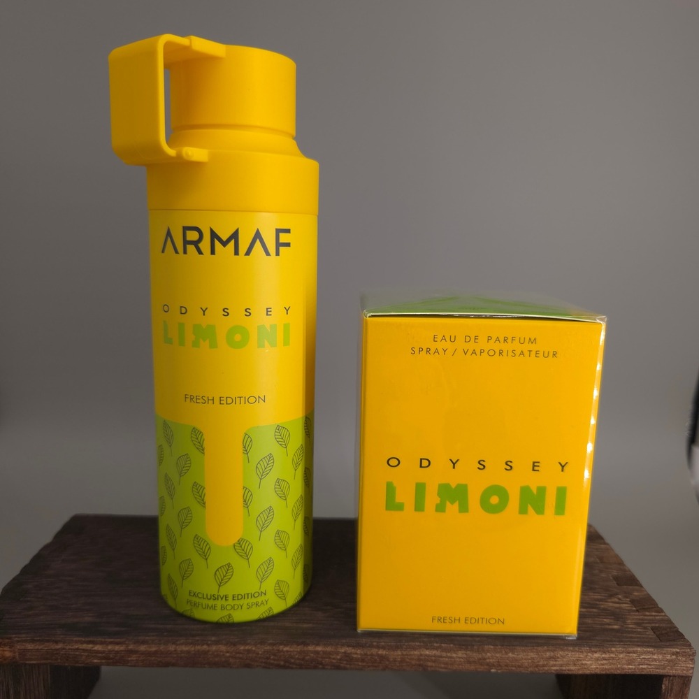 Armaf Odyssey Limoni Fragrance Set Men 2oz EDP 6.8oz Body Spray Fresh Citrus